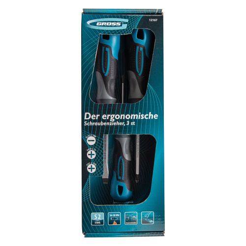 Набор отверток комбинированный 3 шт, S2, трехкомпонентная рукоятка Gross по ценам производителя в Москве с доставкой по всей России
