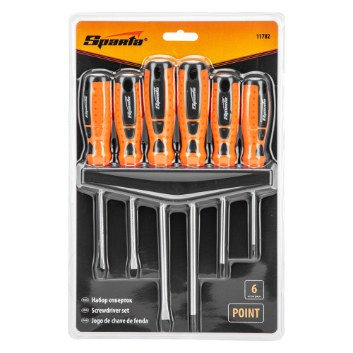 Набор отверток "Point", CrV, двухкомпонентные рукоятки, 6 шт, Sparta по ценам производителя в Москве с доставкой по всей России