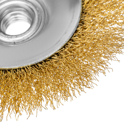 Щетка для УШМ, 125 мм, "Тарелка", витая нержавеющая проволока 0.3 мм, М14 Denzel по ценам производителя в Москве с доставкой по всей России