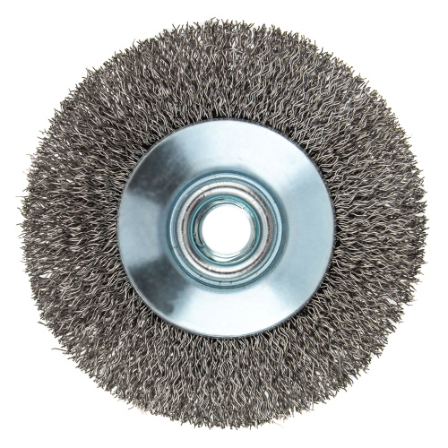 Щетка для УШМ, 100 мм, "Тарелка", витая нержавеющая проволока 0.3 мм, М14 Denzel по ценам производителя в Москве с доставкой по всей России