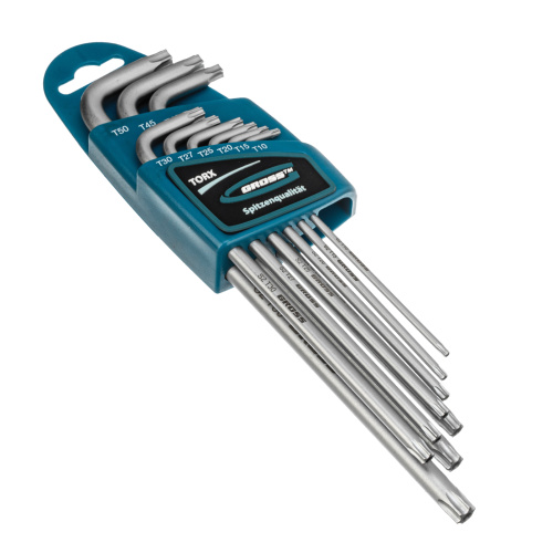 Набор ключей имбусовых Torx -TT, 9 шт: T10-T50, экстра-длинные, S2, сатинированные Gross по ценам производителя в Москве с доставкой по всей России
