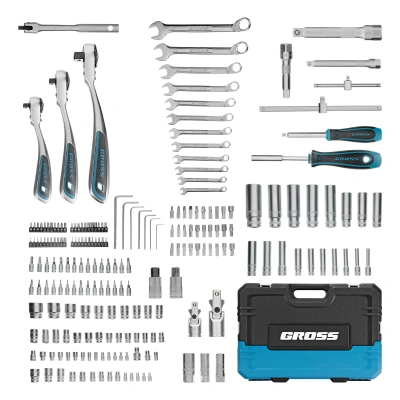 Набор инструментов, 1/2", 3/8", 1/4", CrV, 120 зубьев, 216 предметов Gross купить в Москве с доставкой по всей России | ProtosMarket.ru