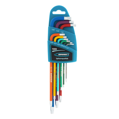 Набор ключей имбусовых Torx -TT, 9 шт: T10-T50, магнит, S2, экстра-длинные, хром/краска 9 шт Gross по ценам производителя в Москве с доставкой по всей России