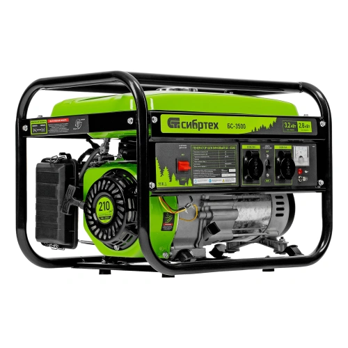 Генератор бензиновый БС-3500, 3.2 кВт, 230В, четырехтактный, 15 л, ручной стартер Сибртех по ценам производителя в Москве с доставкой по всей России