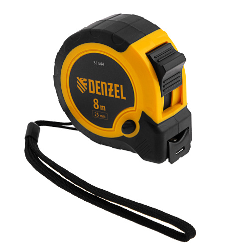 Рулетка 8м х 25мм, двухкомп. корпус, кнопка-пауза Denzel по ценам производителя в Москве с доставкой по всей России