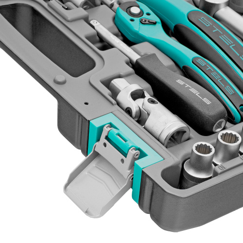 Набор инструментов 1/2", 1/4", CrV, 12 гранные головки, пластиковый кейс, 94 предмета Stels по ценам производителя в Москве с доставкой по всей России