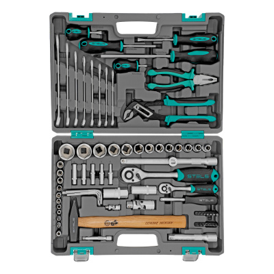 Набор инструментов, 1/2", 1/4", CrV, пластиковый кейс 76 предметов Stels по ценам производителя в Москве с доставкой по всей России
