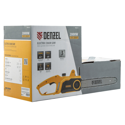 Пила цепная электрическая EDS-2000P, 2 кВт,поперечная, шина 40 см, шаг 3/8, паз 1.3 мм, 57 звеньев Denzel по ценам производителя в Москве с доставкой по всей России