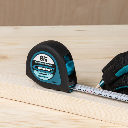 Рулетка "Ergonomisch",8 м x 25 мм,магнитный обрезиненный зацеп Gross по ценам производителя в Москве с доставкой по всей России