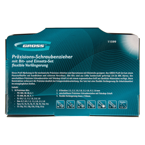 Отвертка с набором бит и торцевых головок для точных работ, гибкий привод, 48 шт, CrMo Gross по ценам производителя в Москве с доставкой по всей России