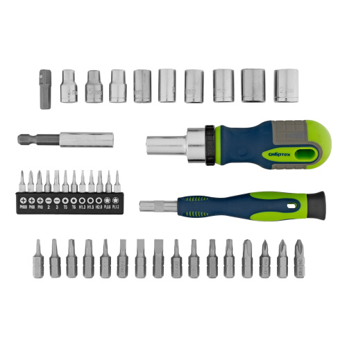 Отвертки реверсивные с набором бит и торцевыми головками, 41 шт, CrV Сибртех по ценам производителя в Москве с доставкой по всей России