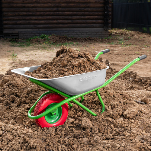 Тачка садово-строительная с PU колесом, грузоподъемность 180 кг, объем 90 л Сибртех по ценам производителя в Москве с доставкой по всей России