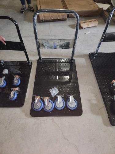 Тележка платформенная 650 кг TOR PH650 (890x590) со складной ручкой (пластиковые колеса 125 мм) по ценам производителя в Москве с доставкой по всей России