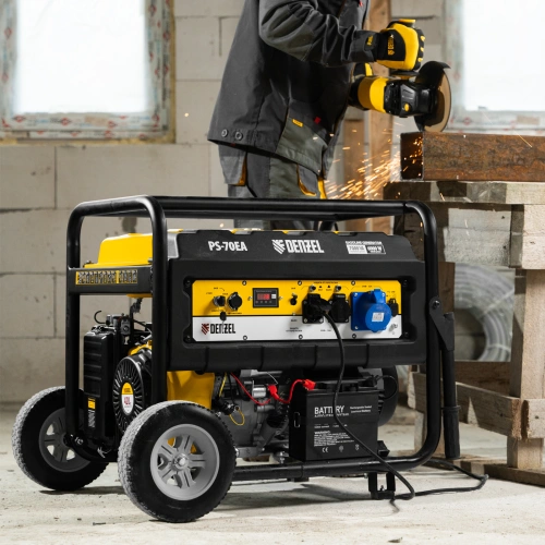 Генератор бензиновый PS 70 EA, 7.0 кВт, 230 В, 25 л, коннектор автоматики, электростартер Denzel по ценам производителя в Москве с доставкой по всей России