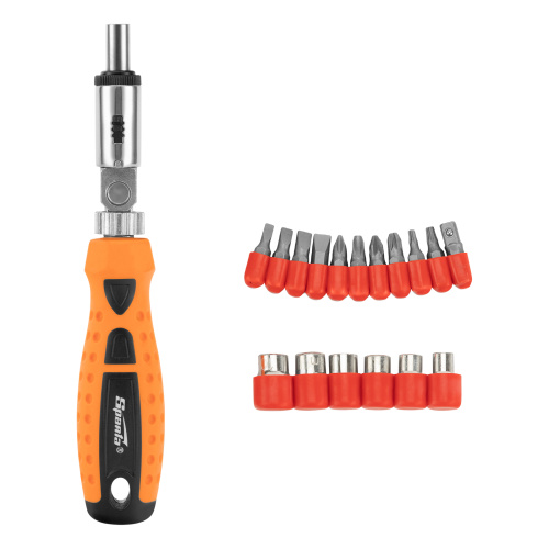 Отвертка реверсивная с шарниром, биты, торцевые головки, 18 шт, Sparta по ценам производителя в Москве с доставкой по всей России