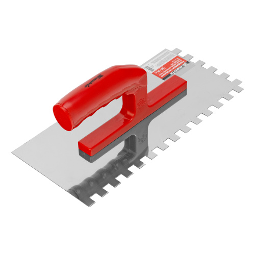 Гладилка из нержавеющей стали, 280 х 130 мм, зеркальная полировка, пластмассовая ручка, зуб 10 х 10 мм Matrix по ценам производителя в Москве с доставкой по всей России