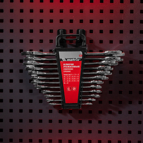 Набор ключей рожковых 12 шт, (6-32мм) CrV, EllipticaL зеркальное хромирование Matrix по ценам производителя в Москве с доставкой по всей России