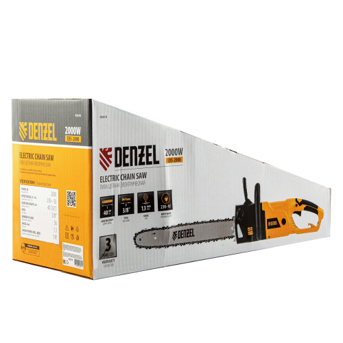 Пила цепная электрическая EDS-2000, 2 кВт,продольная, шина 40 см, шаг 3/8, паз 1.3 мм, 56 звеньев Denzel по ценам производителя в Москве с доставкой по всей России