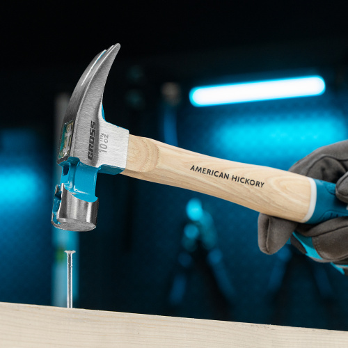Молоток-гвоздодер, 280 г, угол 75, магнит, обрезиненная рукоятка American hickory GROSS по ценам производителя в Москве с доставкой по всей России