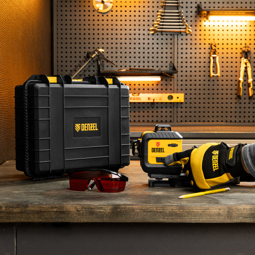 Лазерный уровень мультипризменный LX 360-3 Red, 30 м, 635 нм, аккумулятор Li 2800 мАч, резьба 5/8" Denzel по ценам производителя в Москве с доставкой по всей России