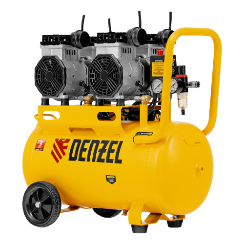 Компрессор безмасляный, малошумный DLS 2200/50, 2200 Вт, 2x1100, 50 л, 380 л/мин Denzel по ценам производителя в Москве с доставкой по всей России