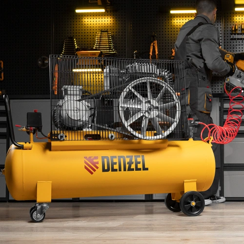 Компрессор воздушный, ременный привод BCI4000-T/100, 4.0 кВт, 100 литров, 690 л/мин Denzel по ценам производителя в Москве с доставкой по всей России
