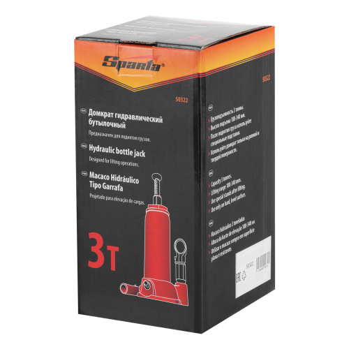 Домкрат гидравлический бутылочный, 3т, h подъема 180-340 мм Sparta по ценам производителя в Москве с доставкой по всей России