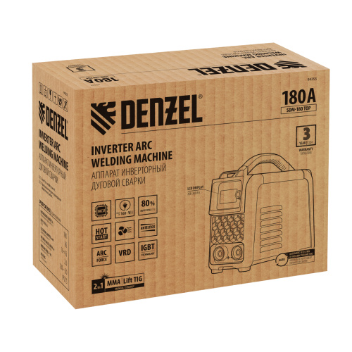 Аппарат инвертор. дуговой сварки SDM-180 Top, 180 А, ПВ 80% Denzel по ценам производителя в Москве с доставкой по всей России