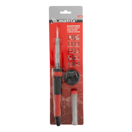Паяльник, пластик ABS, класс защиты 1, индикатор, медный наконечник с долговечным покрытием, 220 В, 40 W Matrix по ценам производителя в Москве с доставкой по всей России