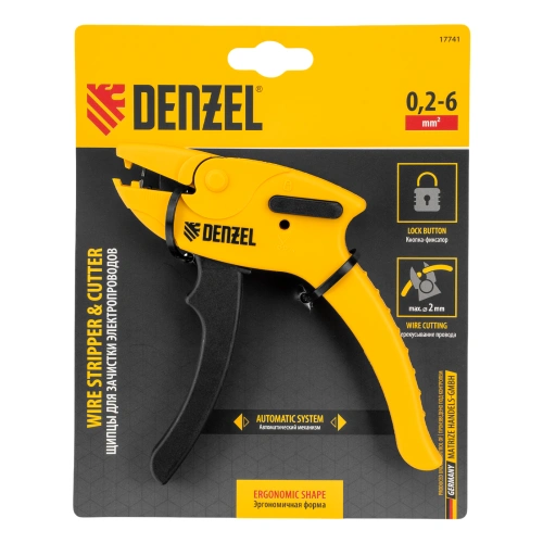 Щипцы для зачистки электропроводов, сечением 0,2-6 мм2, функция обрезания проводов Denzel по ценам производителя в Москве с доставкой по всей России