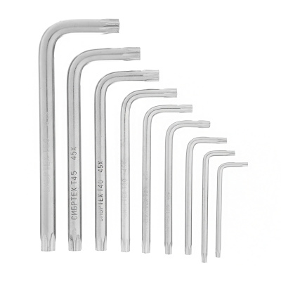 Набор ключей имбусовых Tamper-Torx , 9 шт: ТT10-ТT50.45x, закаленные, короткие, никель Сибртех по ценам производителя в Москве с доставкой по всей России