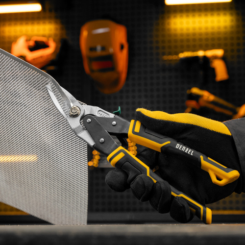 Ножницы по металлу, 270 мм, прямой и правый рез, сталь-СrMo, трехкомпонентные рукоятки Denzel по ценам производителя в Москве с доставкой по всей России