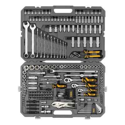 Набор инструментов, 1/2", 3/8", 1/4", CrV, S2, пластиковый кейс, 232 предмета Denzel по ценам производителя в Москве с доставкой по всей России