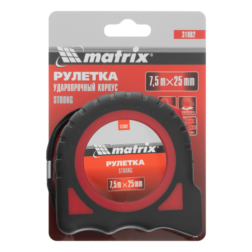 Рулетка Strong,7,5 м х 25 мм,обрезиненный корпус Matrix по ценам производителя в Москве с доставкой по всей России