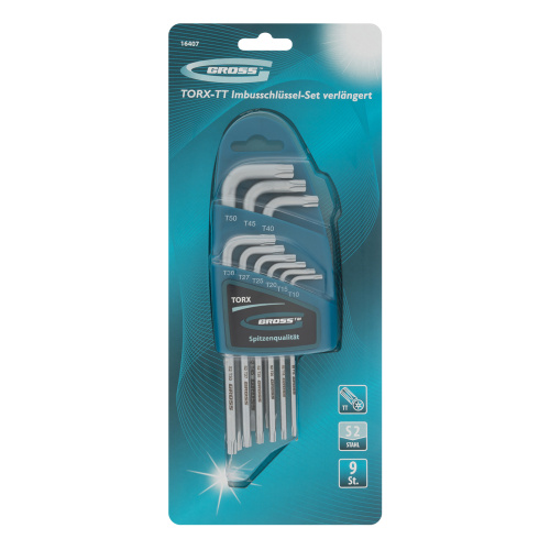 Набор ключей имбусовых Torx -TT, 9 шт: T10-T50, удлиненные, S2, сатинированные Gross по ценам производителя в Москве с доставкой по всей России