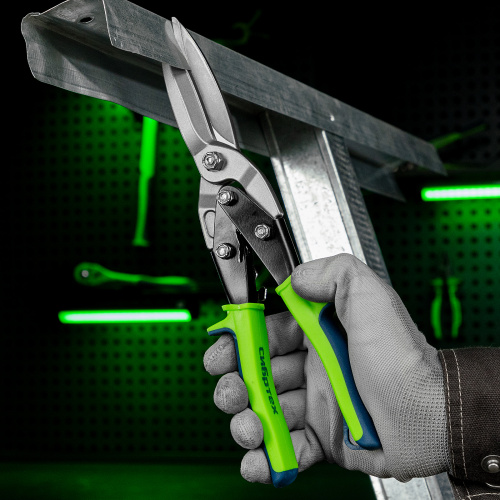 Ножницы по металлу, удлиненные, 285 мм, пряморежущие, двухкомпонентные обрезиненные рукоятки Сибртех по ценам производителя в Москве с доставкой по всей России