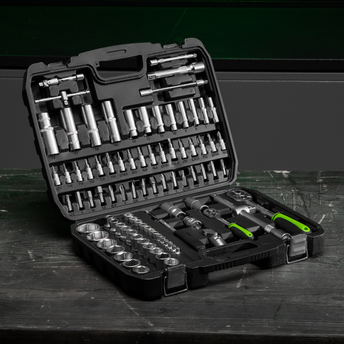 Набор инструмента, 1/2", 1/4", пластиковый кейс, 108 предметов Сибртех по ценам производителя в Москве с доставкой по всей России