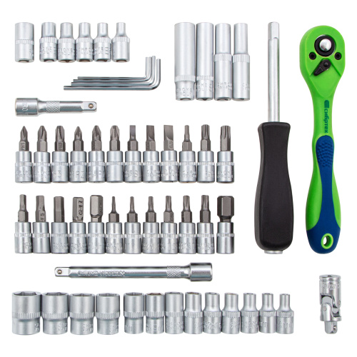 Набор инструментов 56 предметов, CrV, 1/4" Сибртех по ценам производителя в Москве с доставкой по всей России