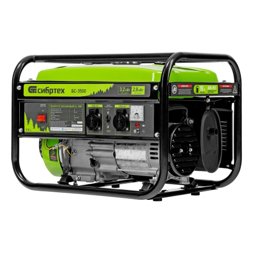Генератор бензиновый БС-3500, 3.2 кВт, 230В, четырехтактный, 15 л, ручной стартер Сибртех по ценам производителя в Москве с доставкой по всей России