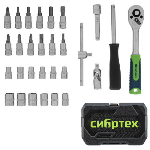 Набор инструментов, 1/4", пластиковый кейс, 29 предметов Сибртех по ценам производителя в Москве с доставкой по всей России