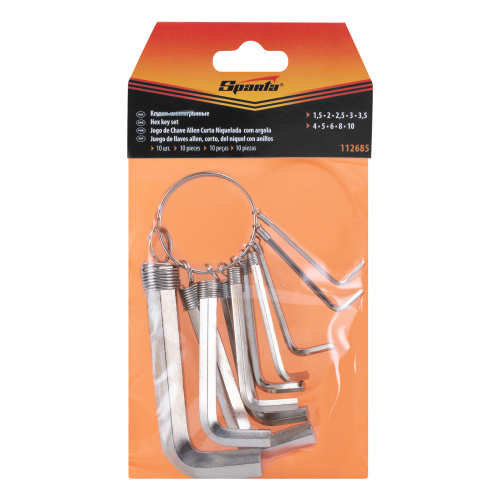 Набор ключей имбусовых HEX, 1.5-10 мм, CrV, 10 шт, никелированный, на кольце Sparta по ценам производителя в Москве с доставкой по всей России
