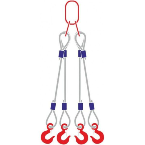 Строп канатный 4СК, с 4 крюками 20Т x 8М по ценам производителя в Москве с доставкой по всей России