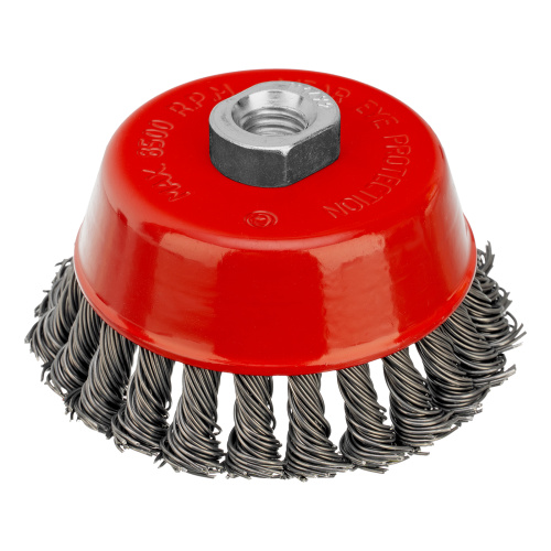 Щетка для УШМ, 100 мм, М14, "чашка", крученая проволока 0.8 мм Matrix по ценам производителя в Москве с доставкой по всей России