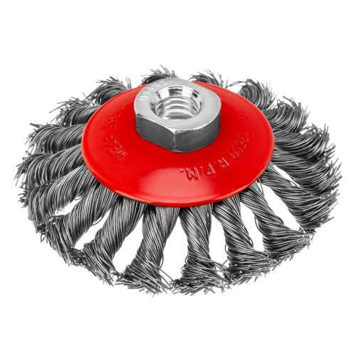 Щетка для УШМ, 100 мм, М14, "тарелка", крученая проволока 0.5 мм Matrix по ценам производителя в Москве с доставкой по всей России