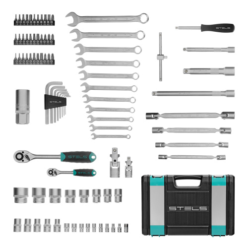 Набор инструментов, 1/2", 1/4", CrV, пластиковый кейс 88 предметов Stels по ценам производителя в Москве с доставкой по всей России