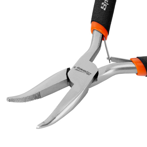 Длинногубцы изогнутые Mini, 130 мм, никелированные, авторазжим Sparta по ценам производителя в Москве с доставкой по всей России