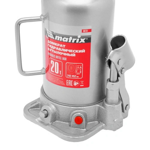 Домкрат гидравлический бутылочный, 20 т, высота подъема 242-452 мм Matrix по ценам производителя в Москве с доставкой по всей России