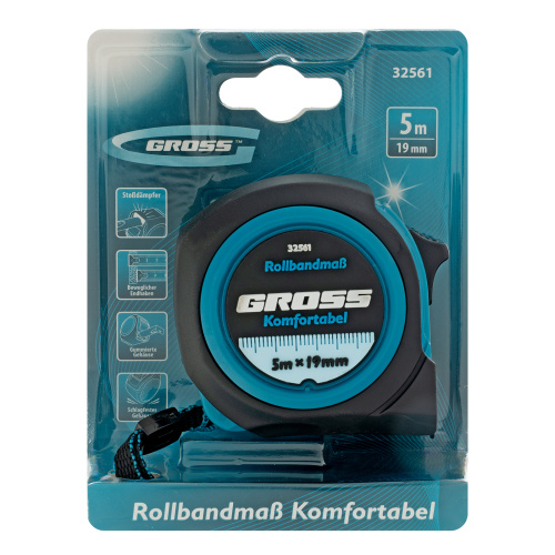 Рулетка Komfortabel 5 м х 19 мм,обрезиненный корпус Gross по ценам производителя в Москве с доставкой по всей России