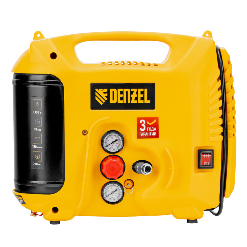 Компрессор воздушный DL1300, 10 бар, 1,3 кВт 180 л/мин 5 л, с набором аксессуаров Denzel по ценам производителя в Москве с доставкой по всей России