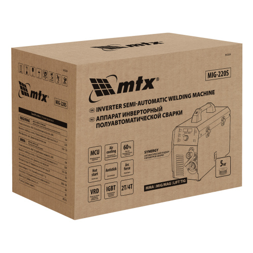 Аппарат инвертор. полуавтомат. cварки MIG-220S, 220A, ПВ 60%, катушка 5 кг MTX по ценам производителя в Москве с доставкой по всей России